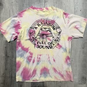 Grateful Dead A Rainbow Full Of Sound Thrashed Pink Tie Dye Mushroom T Shirt M